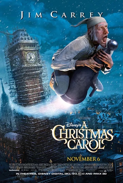 Movie poster for Disney’s A Christmas Carol with Jim Carrey (2009)