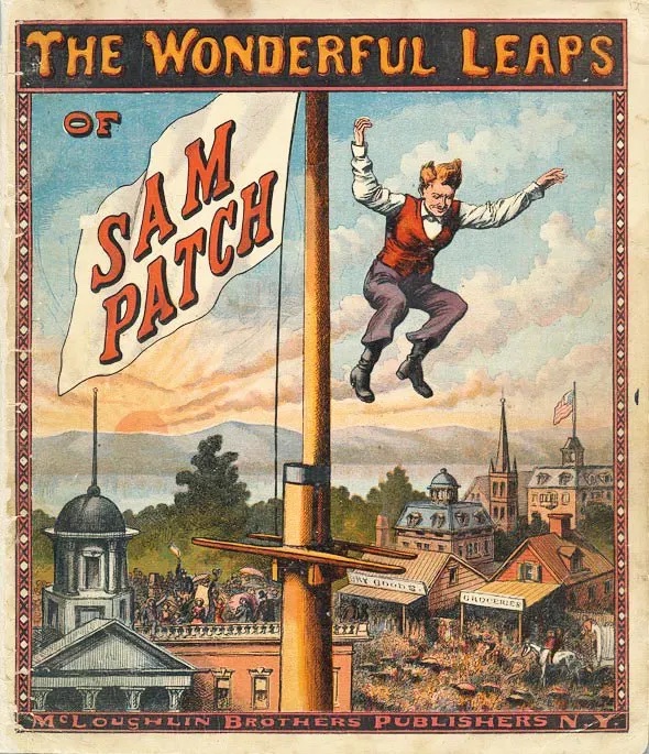 Cover illustration for The Wonderful Leaps of Sam Patch,