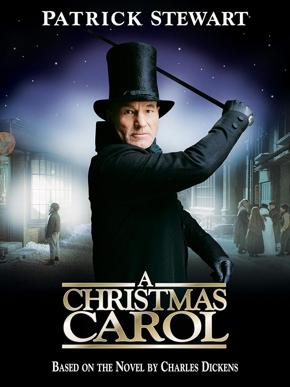 A Christmas Carol movie poster with Patrick Stewart