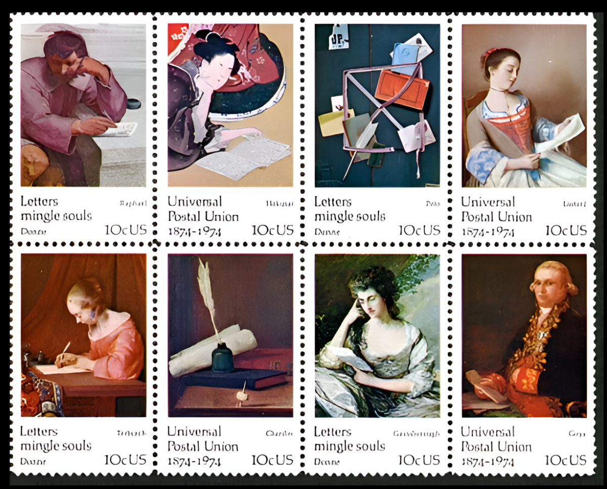 Famous paintings on 1974 stamps